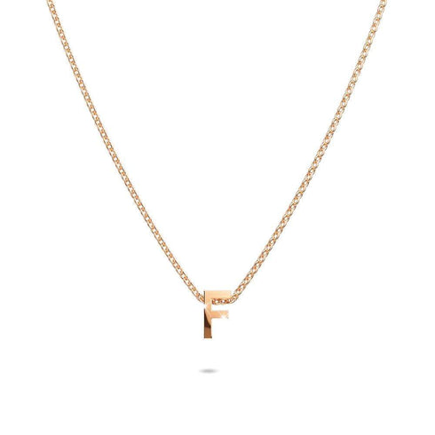 Initials Brick Alphabet Letter Necklace Rose Gold Layered Steel Jewellery
